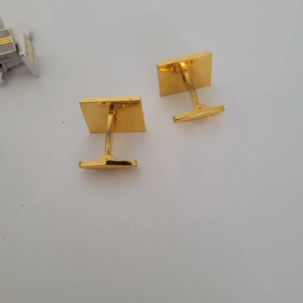 Pierre‎ Cardin Rykiel Valentino Gold Silver Black Tone Logo Cufflinks Lot Of 3